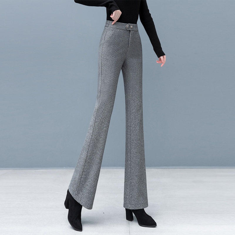 2025新款秋冬季加绒加厚毛呢裤子女休闲西装裤高腰显瘦直筒微喇裤,淘宝优惠券,粉丝福利购,淘宝优惠卷