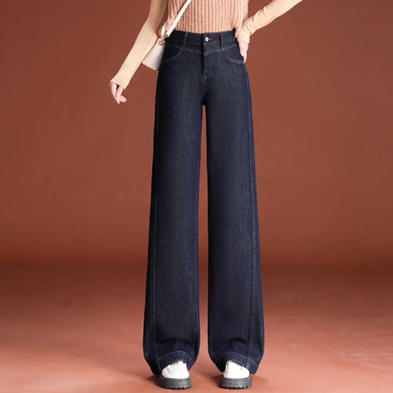 牛仔直筒裤女冬2026新款气质显瘦显腿长加绒阔腿裤百搭通勤长裤子,淘宝优惠券,粉丝福利购,淘宝优惠卷