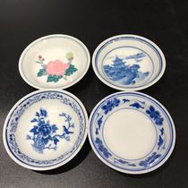 Ling-ling Porcelain Glaze Lower Color Group Force Double Phoenix dish Green Flower ceramic soy sauce Saucer Dish Microwave saucer Saucer Diameter 10cm