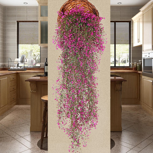 仿真绿植物壁挂假花藤条墙壁挂花塑料花客厅垂吊墙面吊兰装饰 - 图0