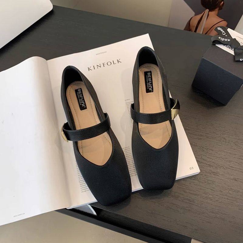 仙女方头法式复古小香平底玛丽珍鞋女2025春季新款浅口配裙子单鞋,淘宝优惠券,粉丝福利购,淘宝优惠卷