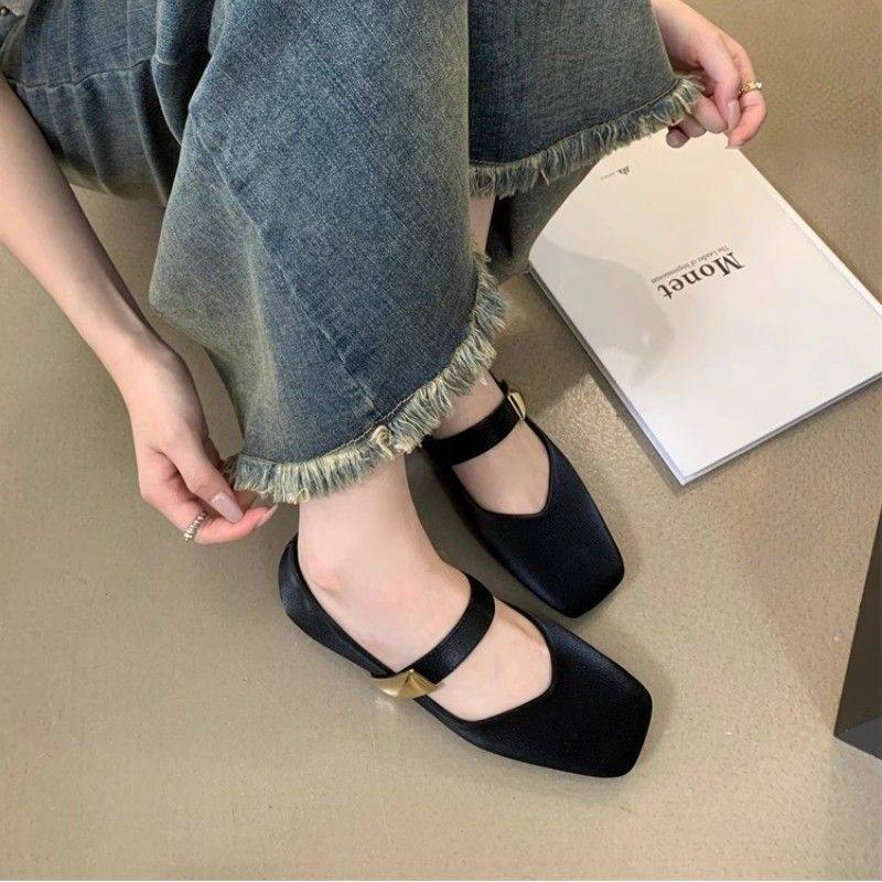 仙女方头法式复古小香平底玛丽珍鞋女2025春季新款浅口配裙子单鞋,淘宝优惠券,粉丝福利购,淘宝优惠卷