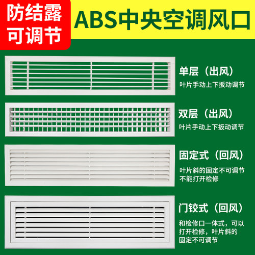 ABS中央空调出风口百叶窗 铝合金排进回风口检查口艺术单双层检修 - 图0
