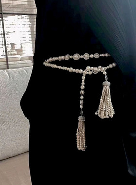 流苏重工钟楚曦同款珍珠项链腰链