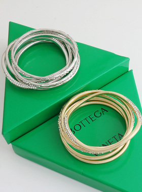 欧美多层叠戴细手镯多圈素镯子