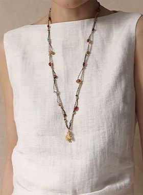 复古手工编绳玉石串珠小马项链