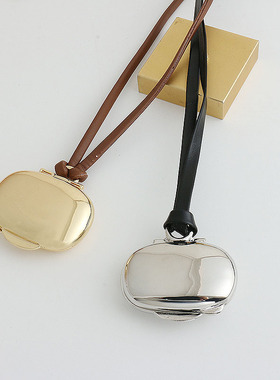 银色月光宝盒吊坠项链长款毛衣链