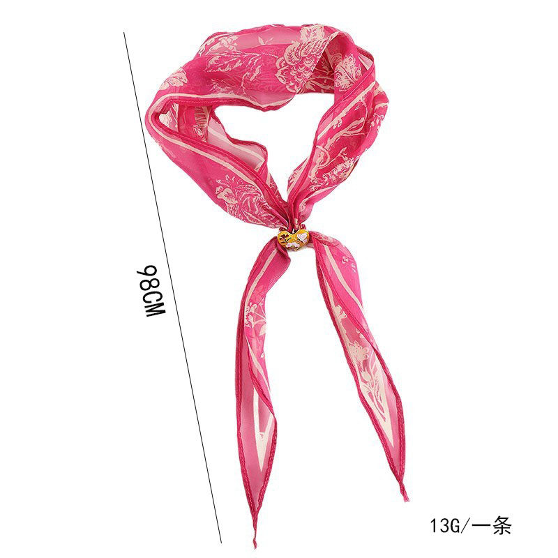 法式轻奢老钱风红色腰果花纹菱形丝巾发带三角围脖领巾心形扣项链