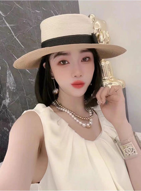 金色珍珠圆球球项链锁骨链耳环女