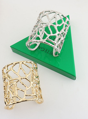 夸张金属镂空花纹几何手镯手环女