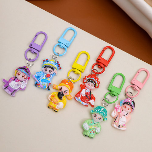 新款中国风戏曲人物钥匙扣古风学生书包装饰挂件儿童奖励礼品挂饰 - 图3