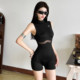 Technologically futuristic mesh splicing sleeveless jumpsuit
