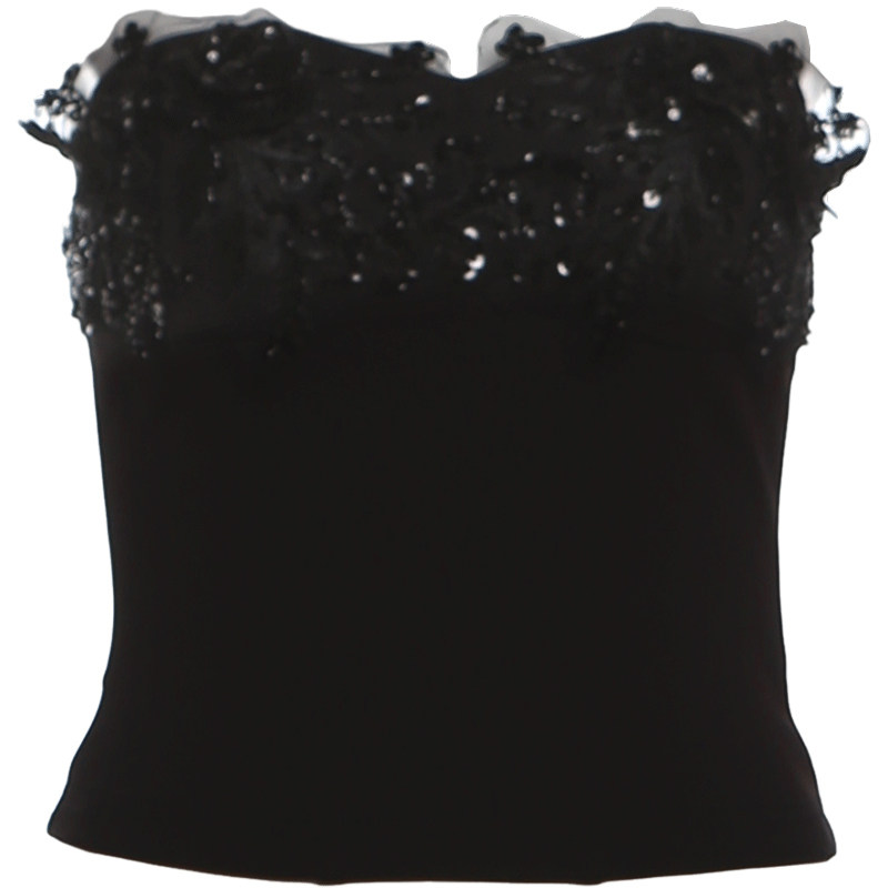 KLIOU 甜酷辣妹风复古黑色抹胸背心设计感显瘦百搭短裤时尚两件套,淘宝优惠券,粉丝福利购,淘宝优惠卷