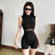 Technologically futuristic mesh splicing sleeveless jumpsuit