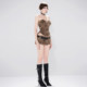 KLIOU European and American sister style retro brown irregular tube top vest slimming versatile shorts fashion two-piece set