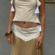 KLIOU niche designer irregular halterneck vest fashion retro slim skirt hot girl two-piece set