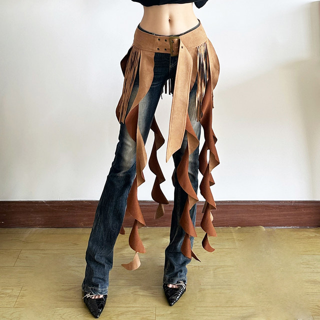 American retro niche brown waistband belt