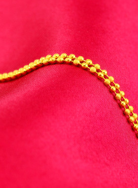 18K黄金色项链 磨砂光面圆珠链999真金色百搭气质不掉色