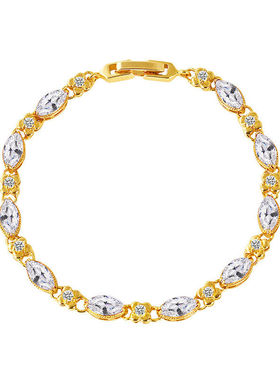 轻奢18k黄金色镶嵌手链时尚女款999真金色彩色女士金手链