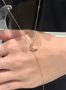 AHK银版月亮天然珍珠Y字长项链