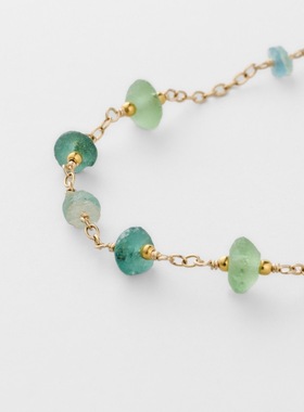 日本古罗马老琉璃彩宝项链手链