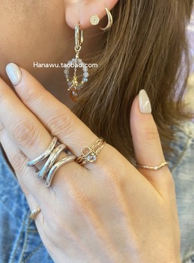 agete幸运U形马蹄女银日系戒指