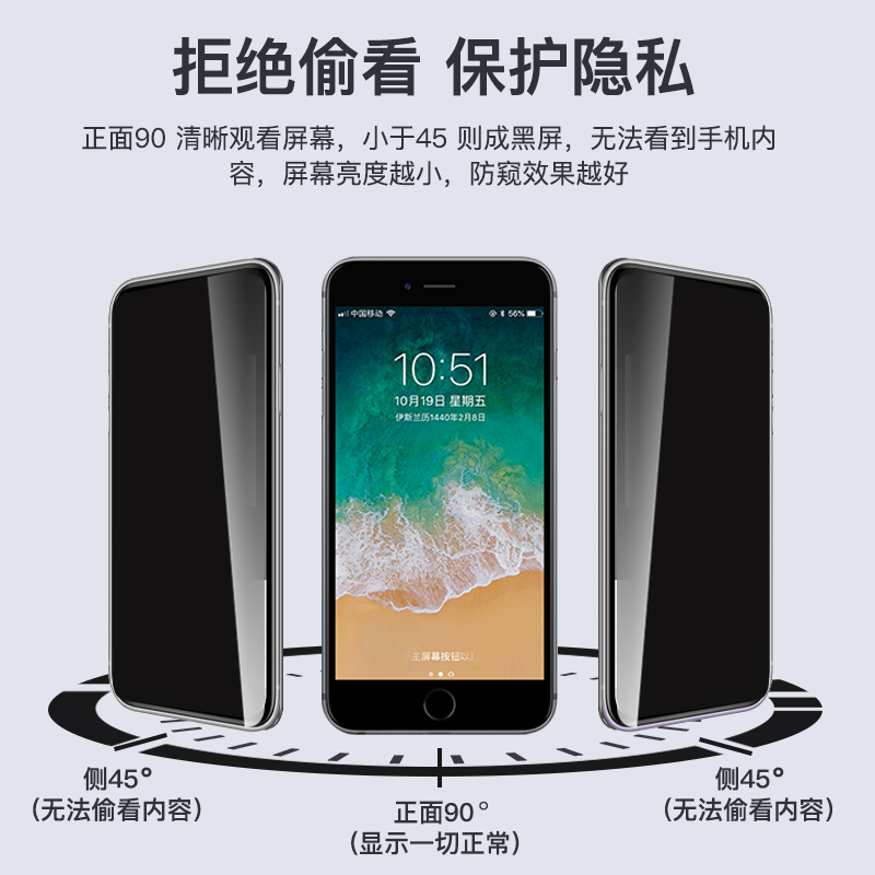 苹果7防窥膜iphone8防偷窥6s手机i8保护隐私苹果6splus钢化膜i6档窥7p全屏苹果7plus全包边玻璃6Splus防爆6P-图0