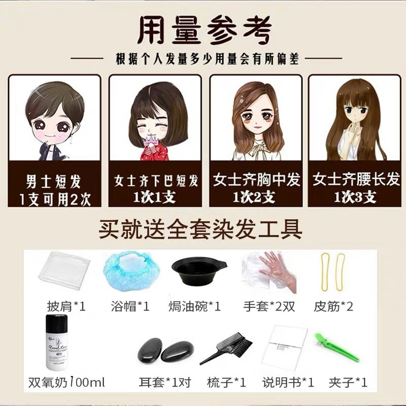 蓝灰色染发剂2020流行色显白自己在家染头发紫粉色黑茶染发膏男女