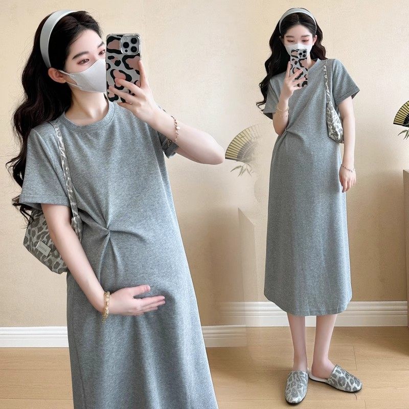 孕妇连衣裙简约风孕妇装夏季新款时尚圆领短袖宽松显瘦连衣裙夏装,淘宝优惠券,粉丝福利购,淘宝优惠卷