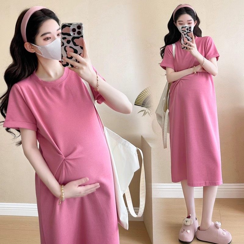 孕妇连衣裙简约风孕妇装夏季新款时尚圆领短袖宽松显瘦连衣裙夏装,淘宝优惠券,粉丝福利购,淘宝优惠卷