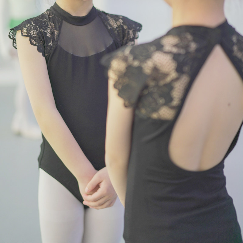 儿童舞蹈服纯棉夏季蕾丝灰色练功服女童短袖公主体操服中国舞舞服,淘宝优惠券,粉丝福利购,淘宝优惠卷