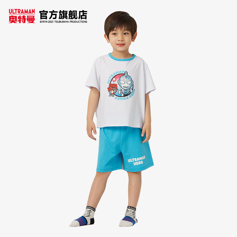奥特曼童装2022年夏新款男童t恤 奥特曼玩具家居服套装