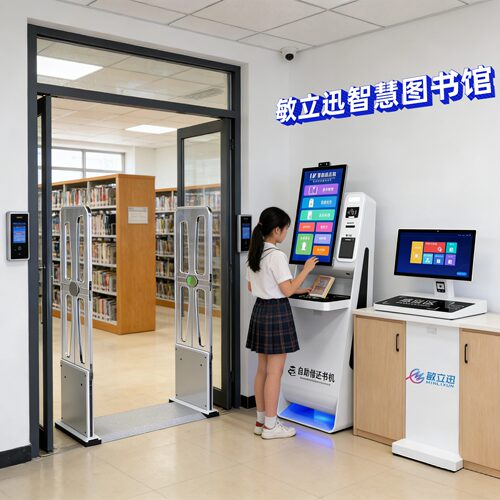 智慧图书馆自助借还书机电子图书借阅机瀑布流儿童壁挂借还书机 - 图0