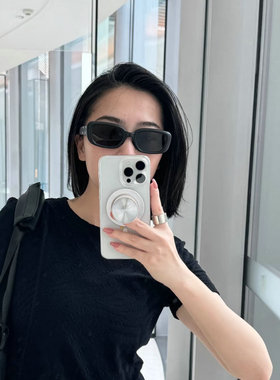 联名款黑色方框墨镜男女通用个性潮流防紫外线欧美窄框太阳眼镜