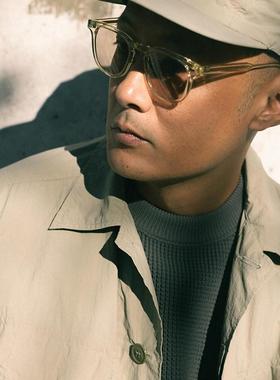 余文乐同款潮牌墨镜板材复古时尚百搭机车风太阳镜茶色透灰色