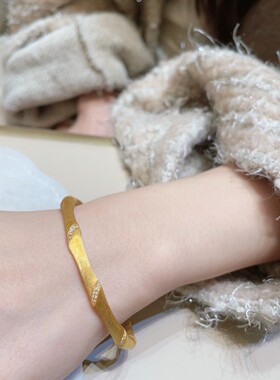 S925纯银镀金竹节拉丝手镯轻奢高级感国风节节高手镯金店同款批发