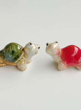 景德镇创意陶瓷小乌龟儿童房装饰摆件庭院鱼缸鱼池造景可爱礼物