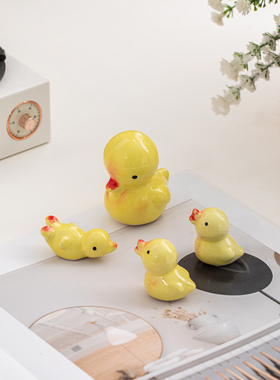可爱卡通小鸭子陶瓷装饰摆件桌面萌系动物造型工艺品工位小摆设