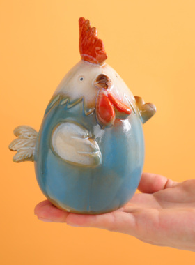 陶瓷小鸡吉祥物公鸡母存钱罐儿童房景德镇家居装饰摆件收纳储物罐
