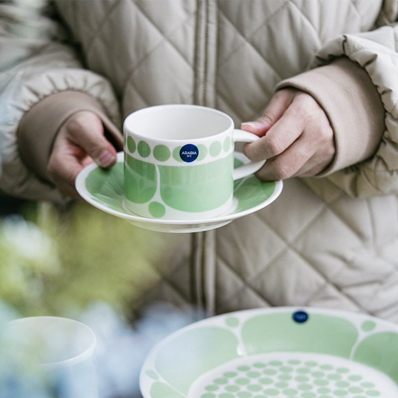 芬兰进口Arabia绿色星期天陶瓷咖啡马克杯盘子碗杯子碟餐具套装盘,淘宝优惠券,粉丝福利购,淘宝优惠卷