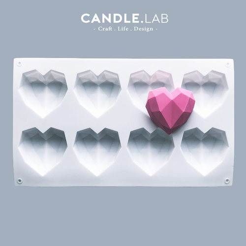 CANDLE.LAB | 钻石爱心八连DIY香薰石膏蜡烛扩香石手工硅胶模具01 - 图1