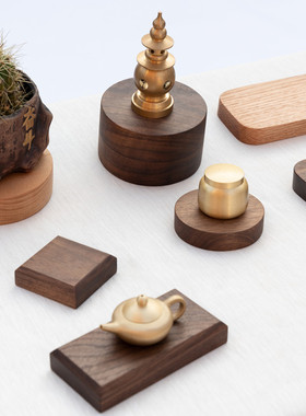 底座黑胡桃木/橡木铜件底拖