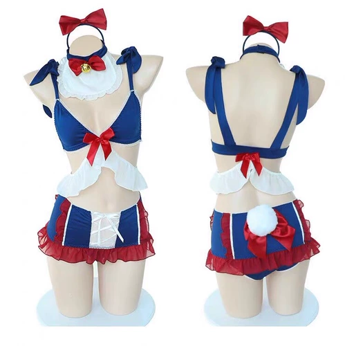 Милое нижнее белье, комплект, милая нагрудная сумка, униформа, мини-юбка, с акцентом на бедрах
