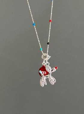 吼!巨巨巨可爱~童趣纽扣雪人吊坠项链精致百搭秋冬小众毛衣链