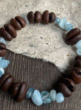 海盐芝士新中式 咖啡豆天然碎石手工串珠手链女小众百搭手饰配饰