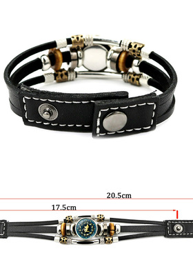 夜光12星座手链男女学生日礼物水瓶座狮子座手饰多层串珠皮革手环