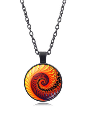 彩色螺旋分形几何时光宝石吊坠项链女百搭欧美毛衣链饰品