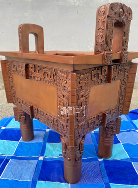 铜匠仁 紫铜司母戊方鼎铜鼎摆设中式客厅玄关办公室家居装饰品