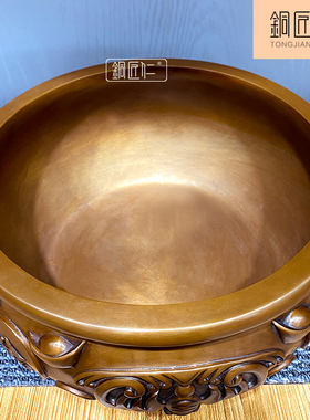 铜匠仁聚宝盆摆件实心客厅