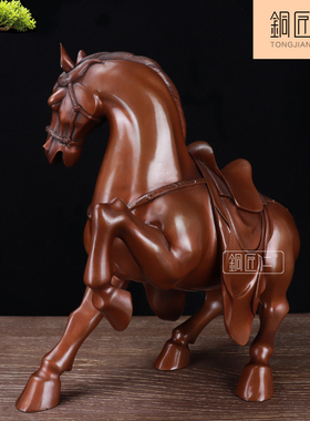 铜匠仁 紫铜大御马摆件铜十二12生肖马摆设马到成功办公室奔马